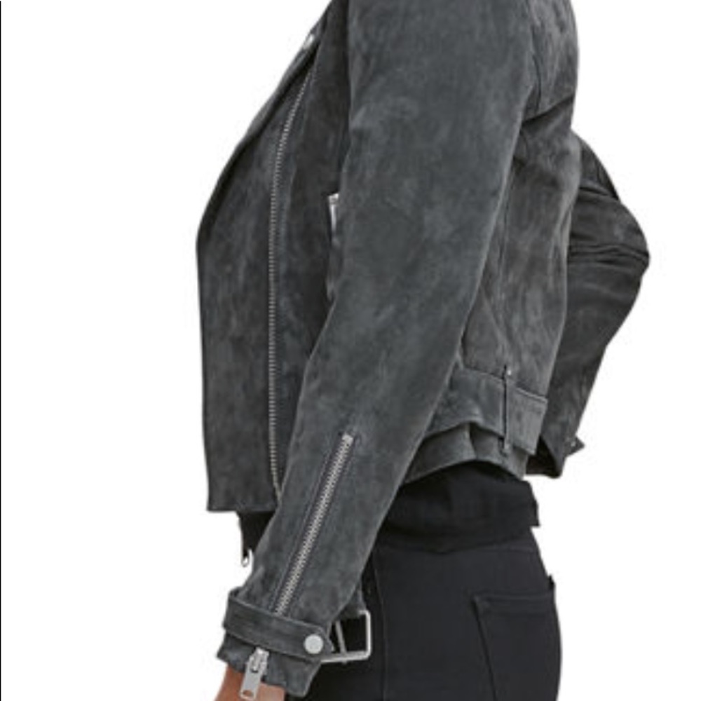 Marc New York Suede Moto Jacket Storm Blue Xs!